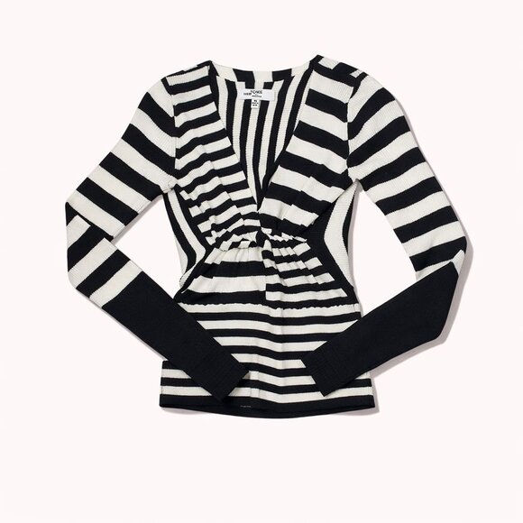 TOME Sweaters - TOME Collective x RTR Striped Twist-Front Open-Back Merino Wool Blend Sweater XS